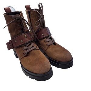 New! Drakart women’s brown suede and leather boots w/stud trim. Sz EU 37 US 7